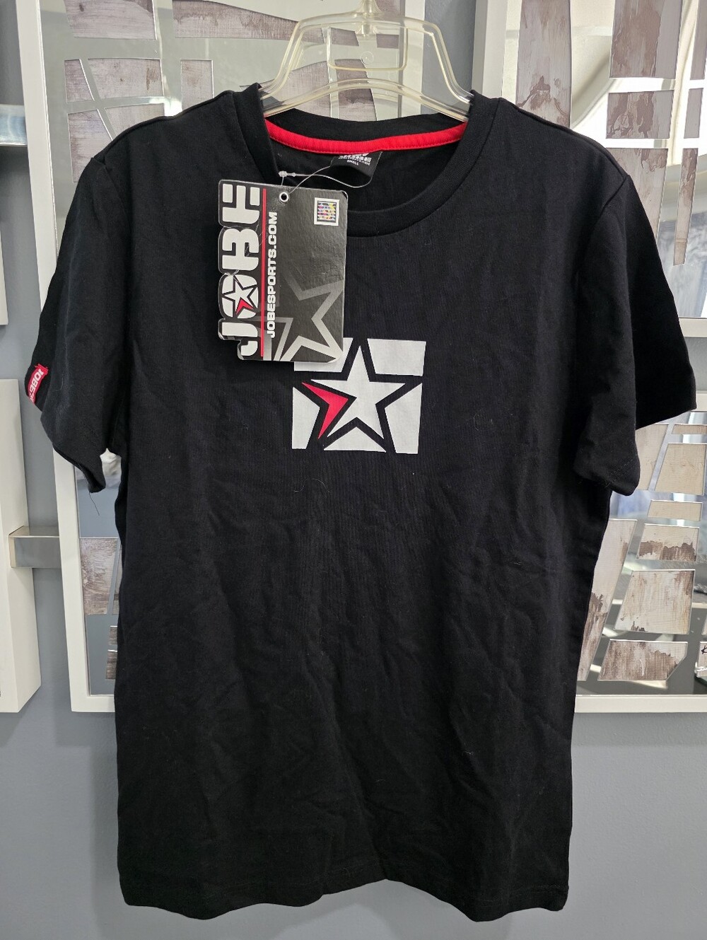 Black Star Logo Men's T‑Shirt - Black with Red Accent